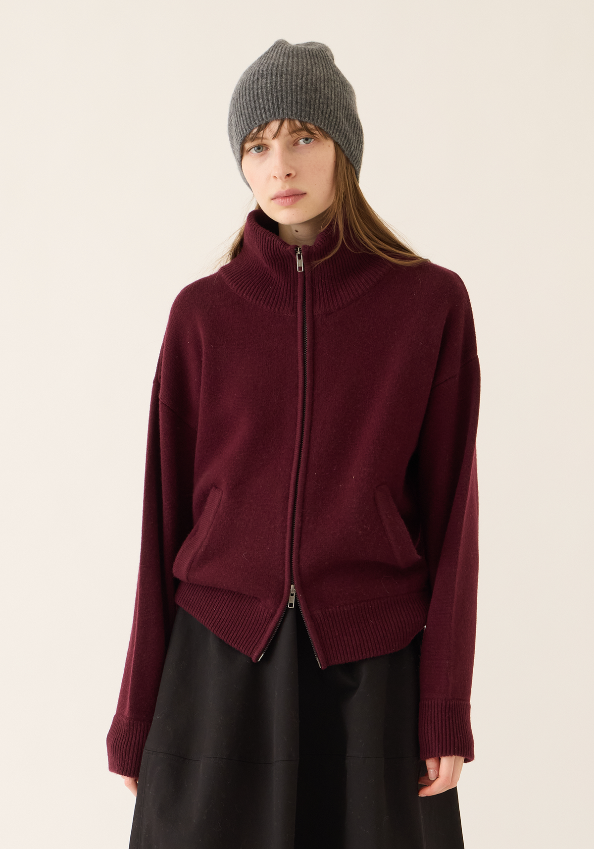 Cecily Wool Cashmere Zip Cardigan