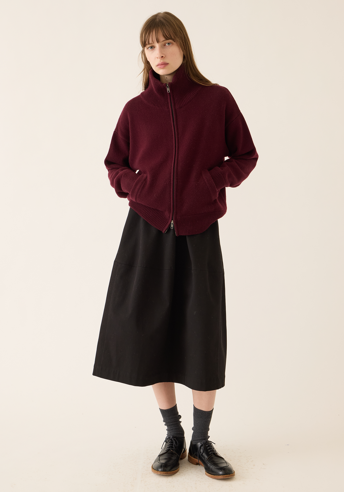 Cecily Wool Cashmere Zip Cardigan