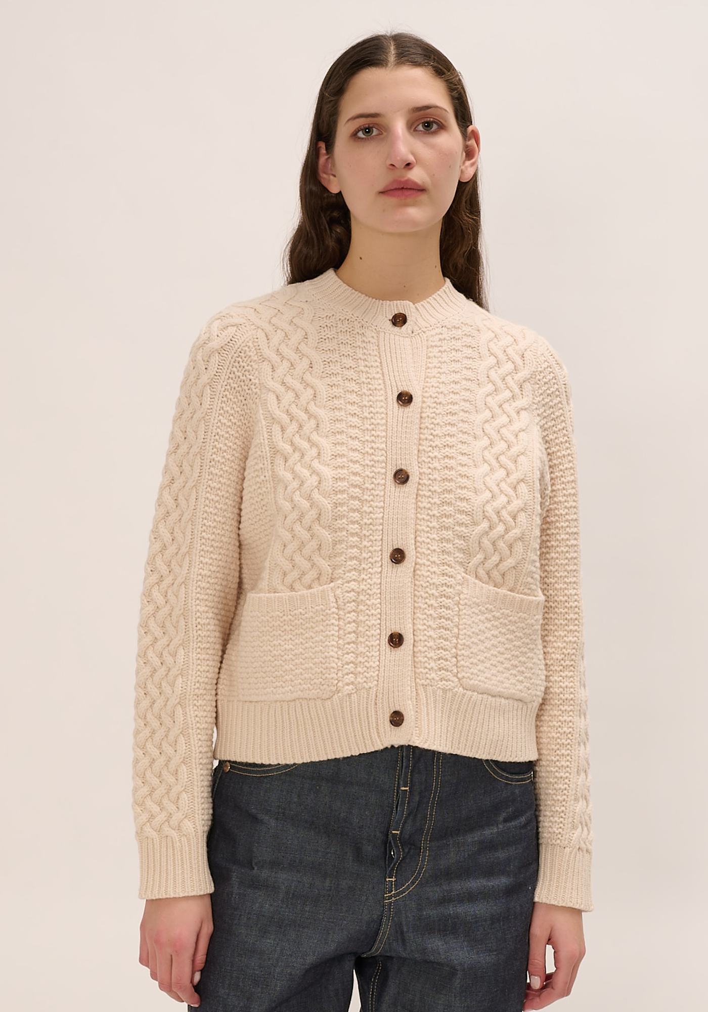 Demylee New York Charlotte Merino Wool Cardigan Off White M