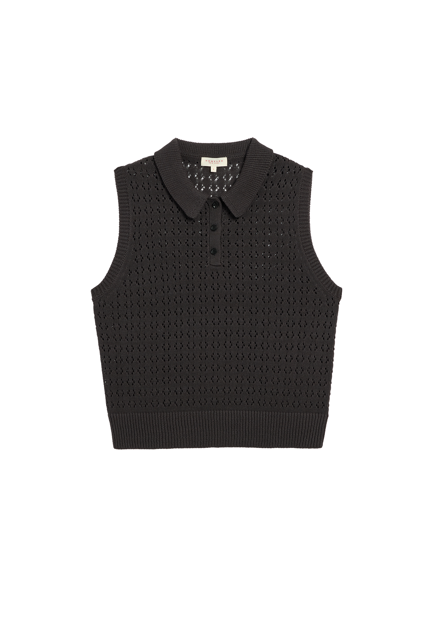 Cindy Crochet Cotton Linen Polo Top