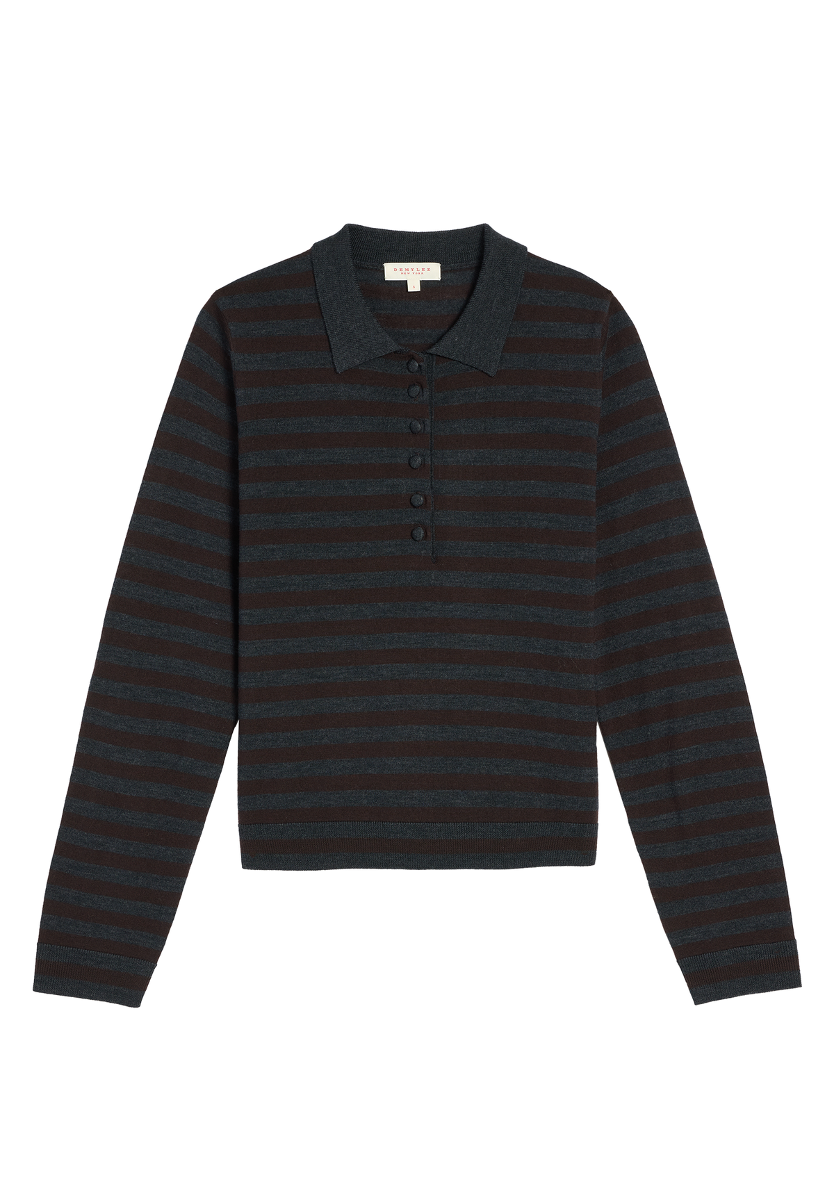 Claudia Stripe Merino Wool Polo Sweater