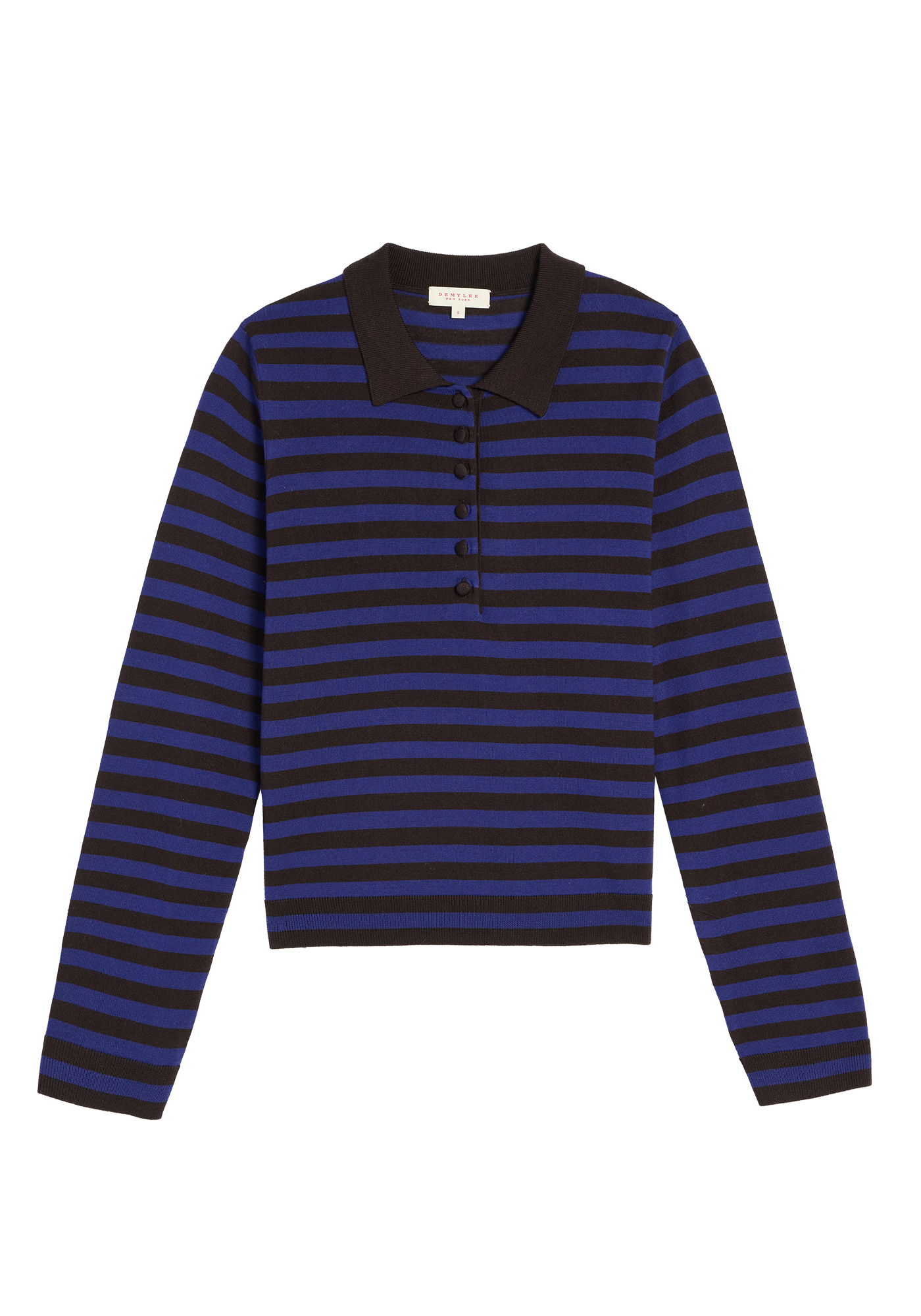 Claudia Stripe Merino Wool Polo Sweater