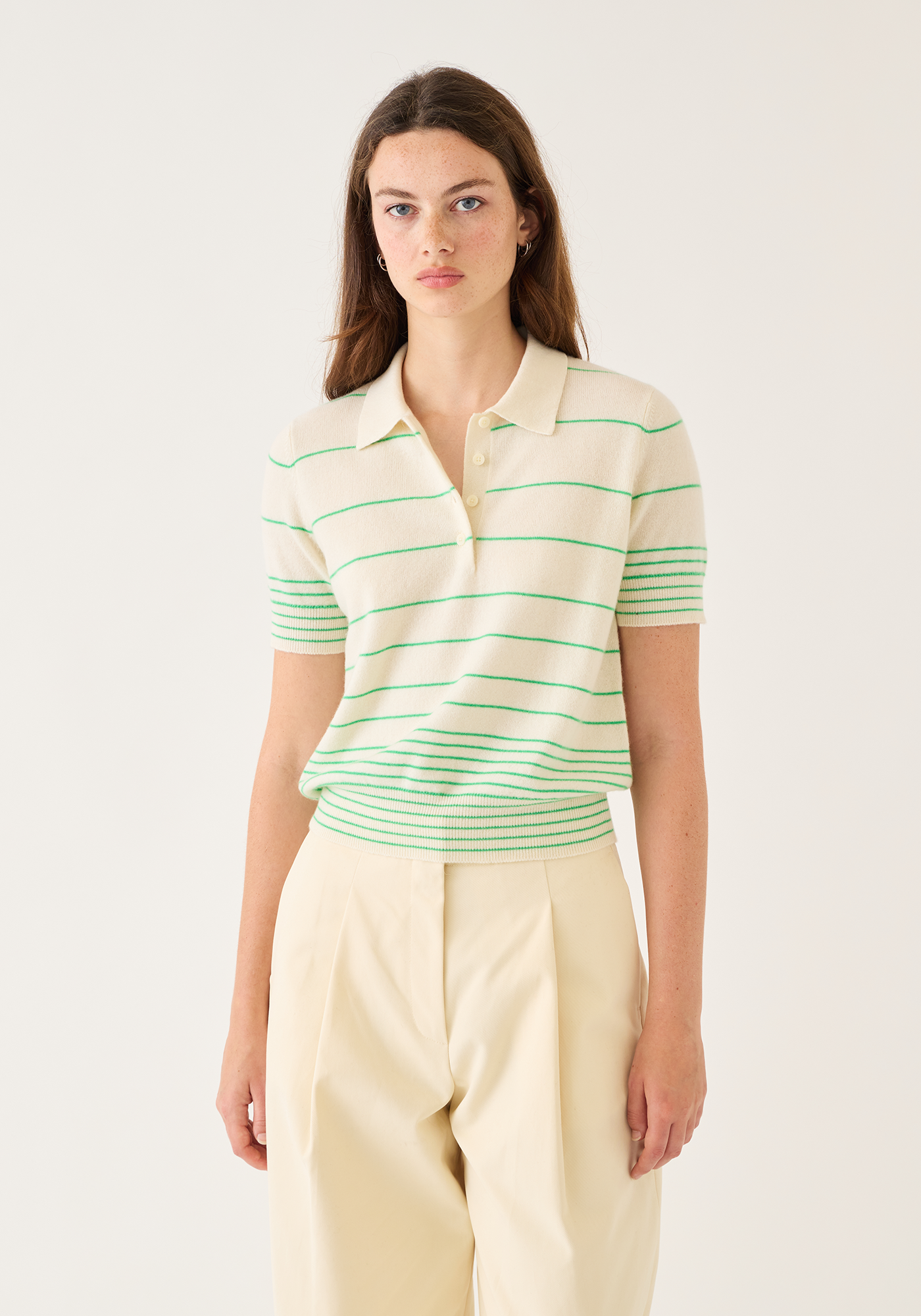 Drew Stripe Cashmere Polo