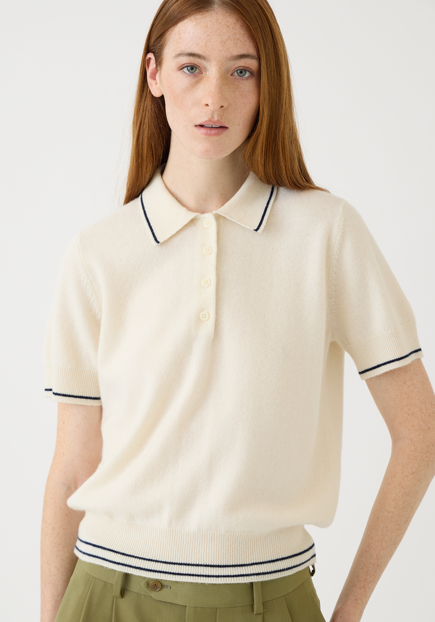 Elyse Cashmere Polo Top