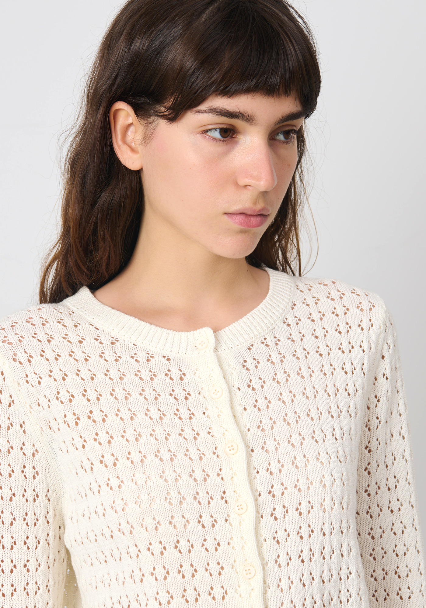 Emma Crochet Cotton Linen Cardigan