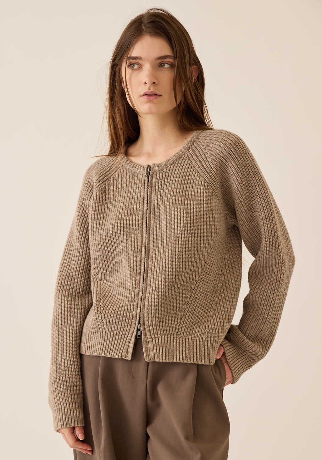 Erica Lambswool Zip Up Cardigan