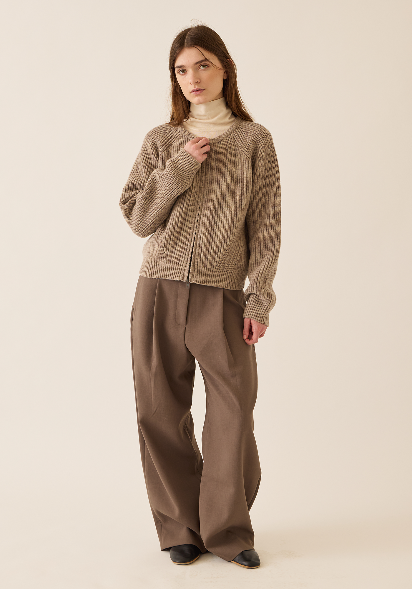 Erica Lambswool Zip Up Cardigan
