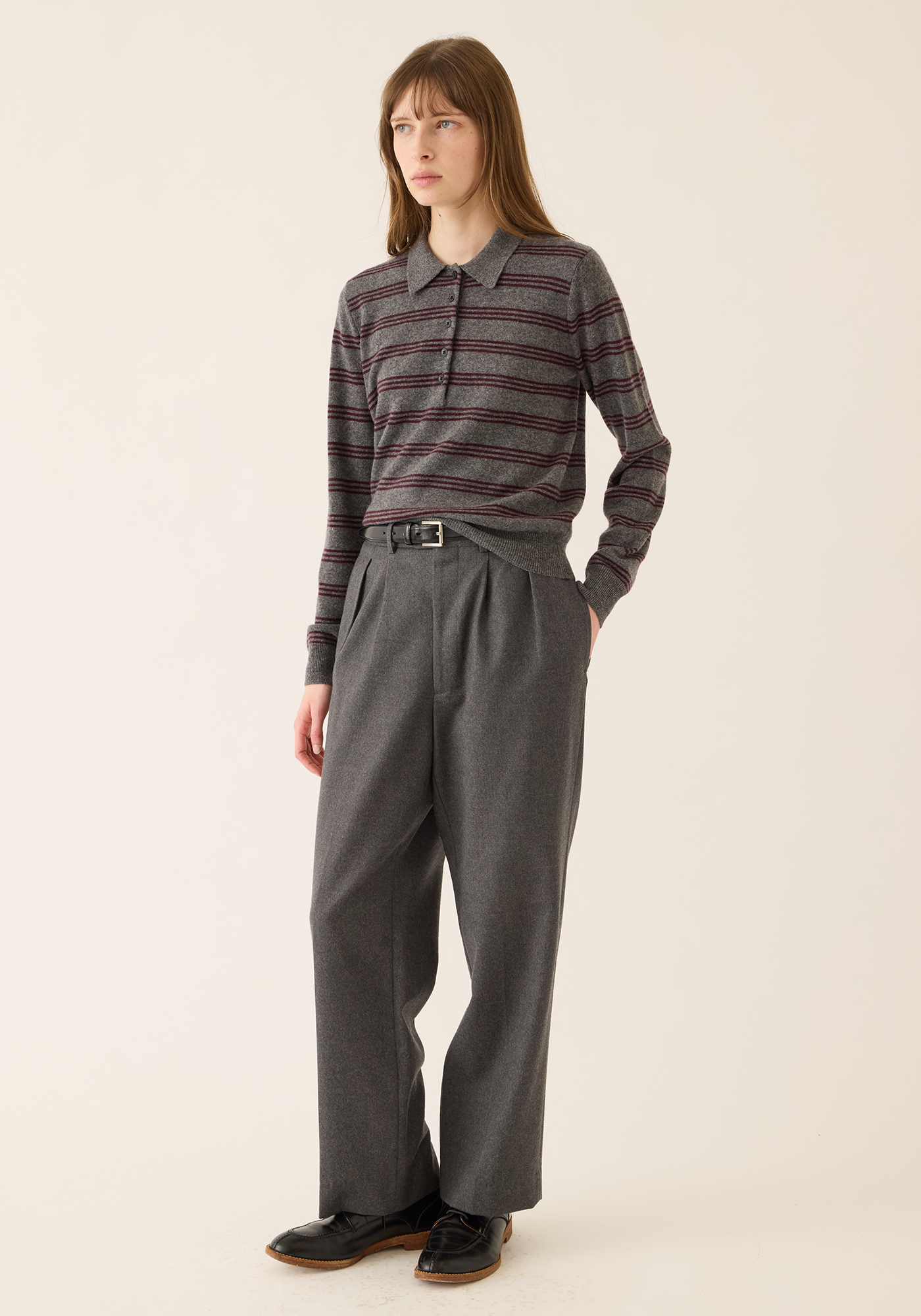 Hayden Stripe Cashmere Polo Sweater