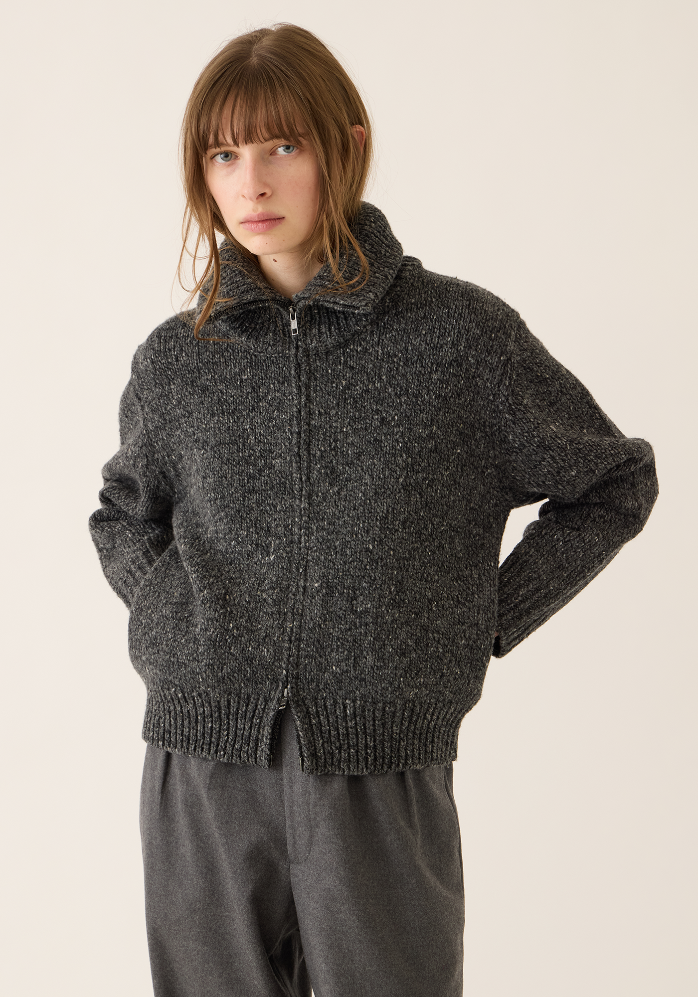 Irene Confetti Wool Alpaca Zip Cardigan