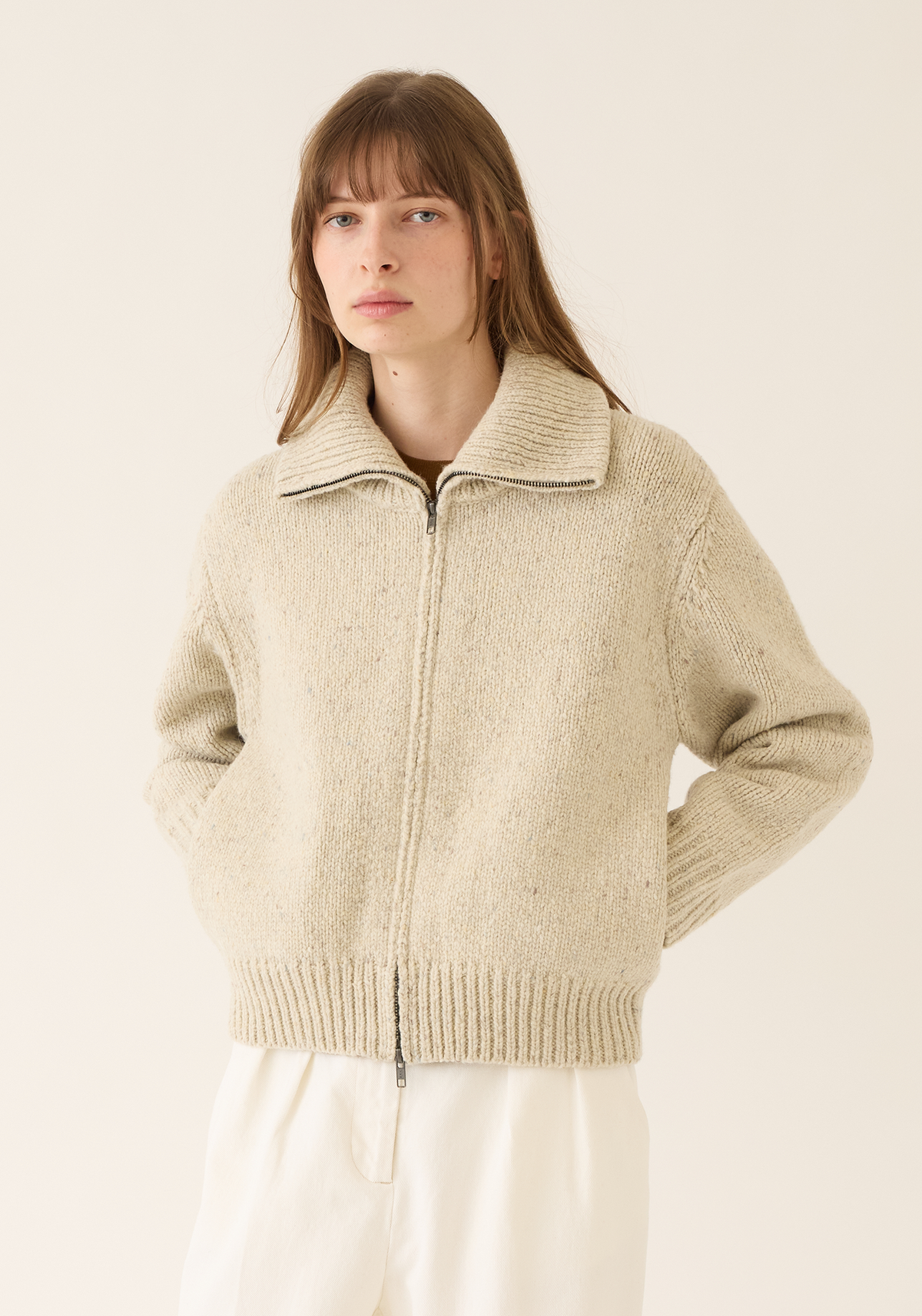 Irene Confetti Wool Alpaca Zip Cardigan