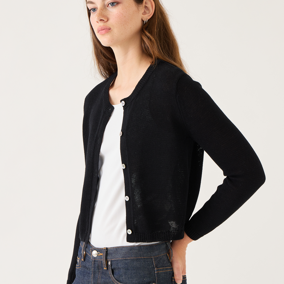 トップス 24AW ENFOLD TWO-WAY BLOUSE CARDIGAN 38 Josie Cotton Linen Cardigan