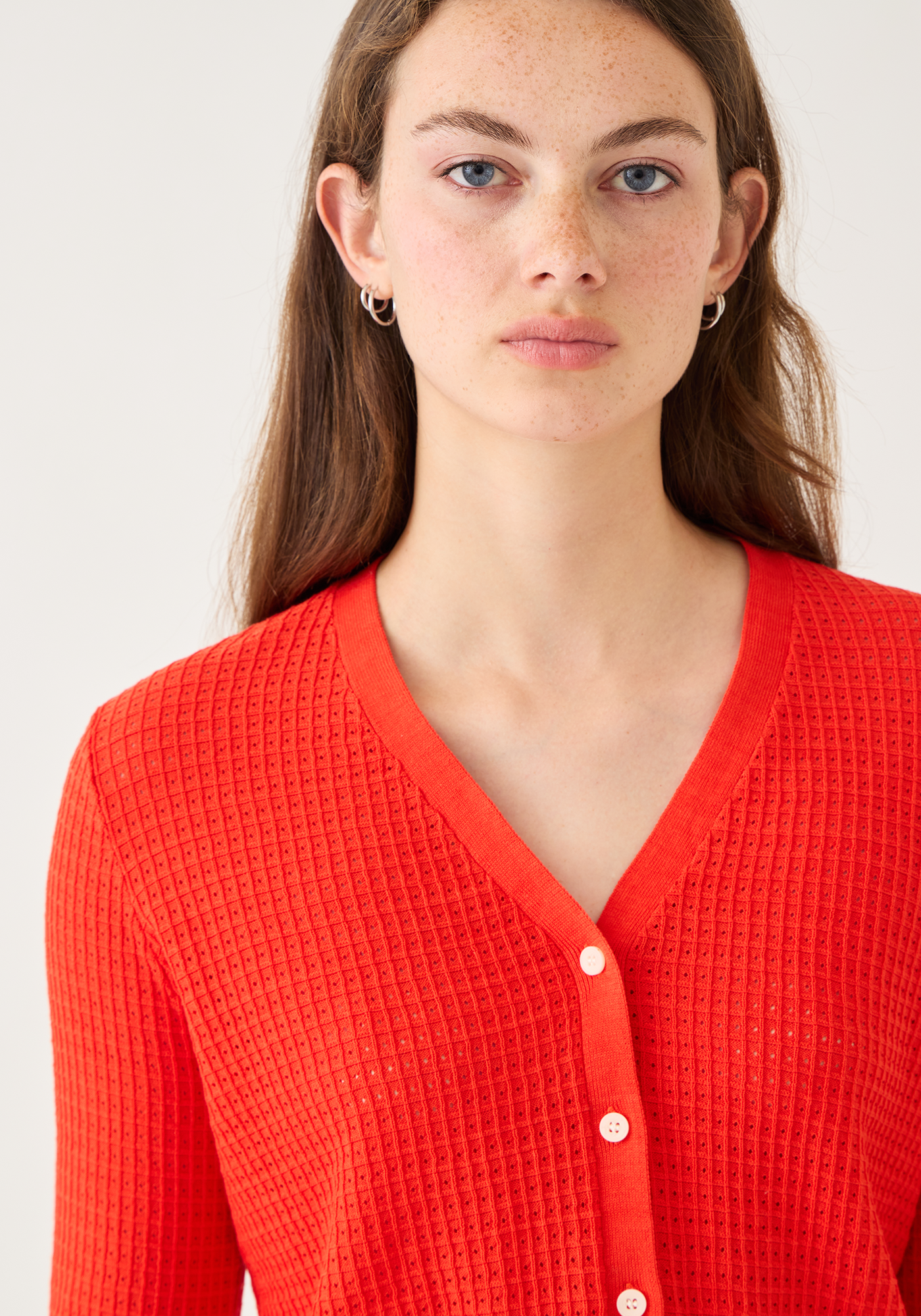 Kiki Waffle Pointelle Cotton Cardigan