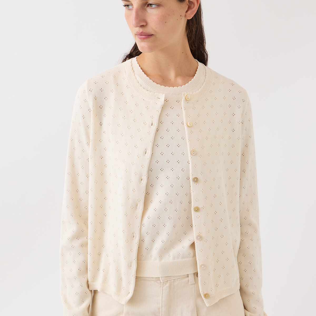 Linda Pointelle Cotton Cardigan