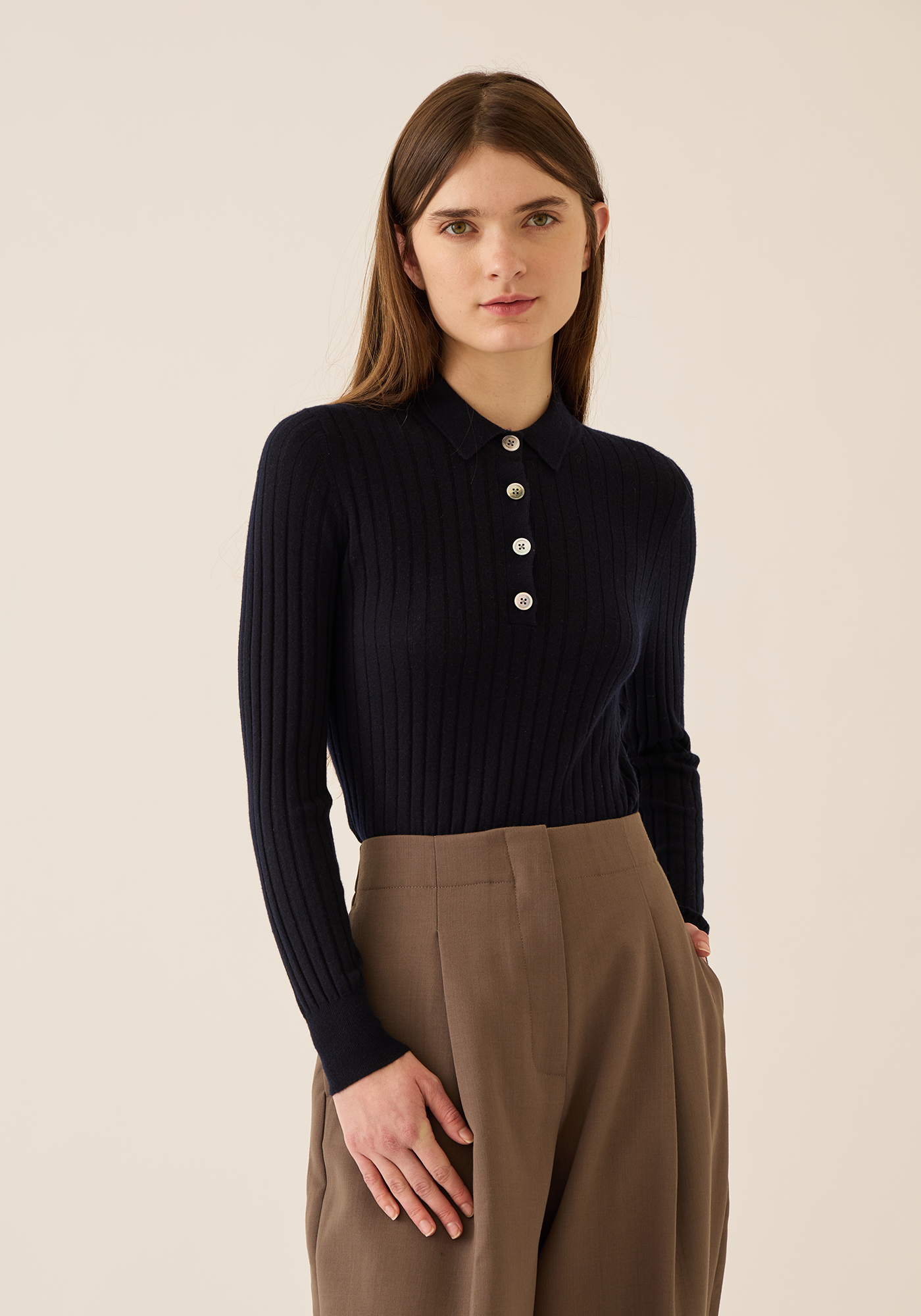 Luna Superfine Cashmere Polo Top