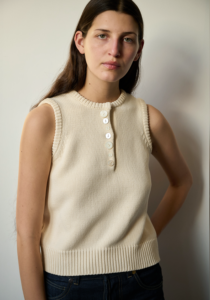 Minivera Cotton Vest in Natural