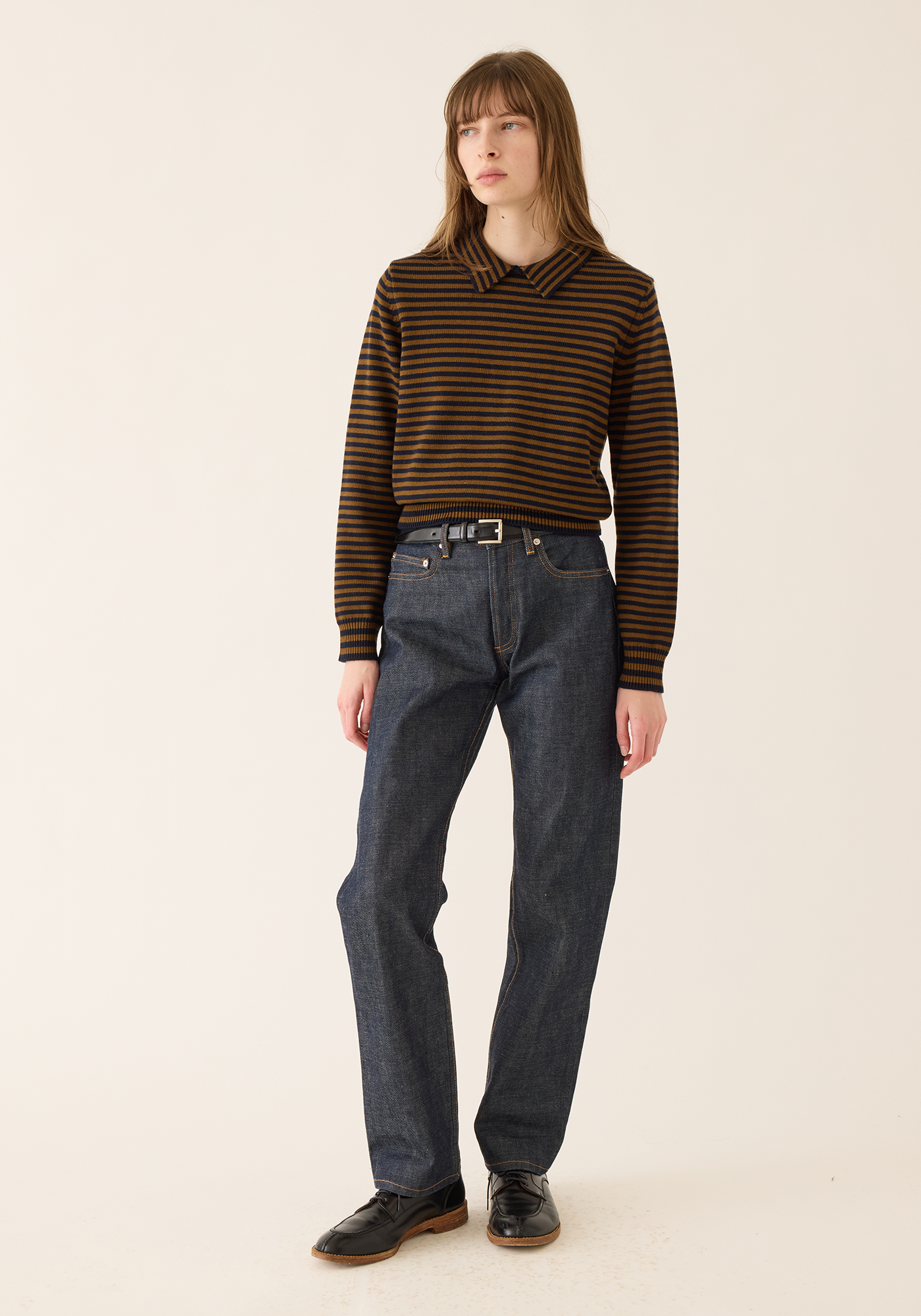 Nadia Stripe Wool Cotton Polo Sweater