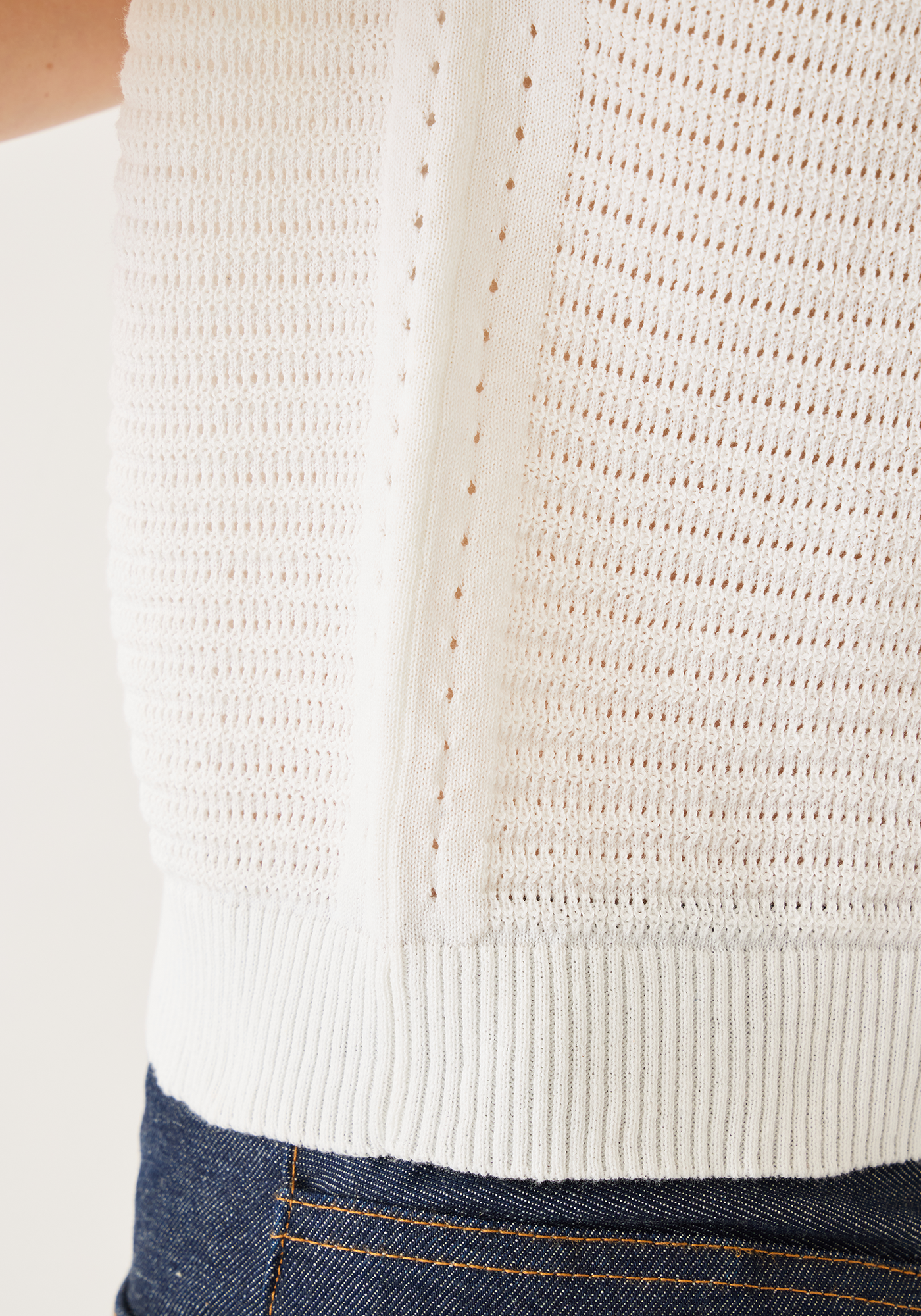 Rachel Pointelle Rib Cotton Polo Top