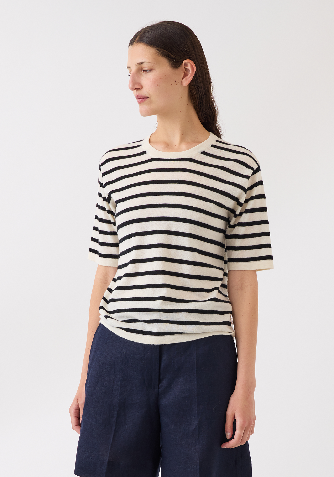 Remy Stripe Superfine Cashmere Top