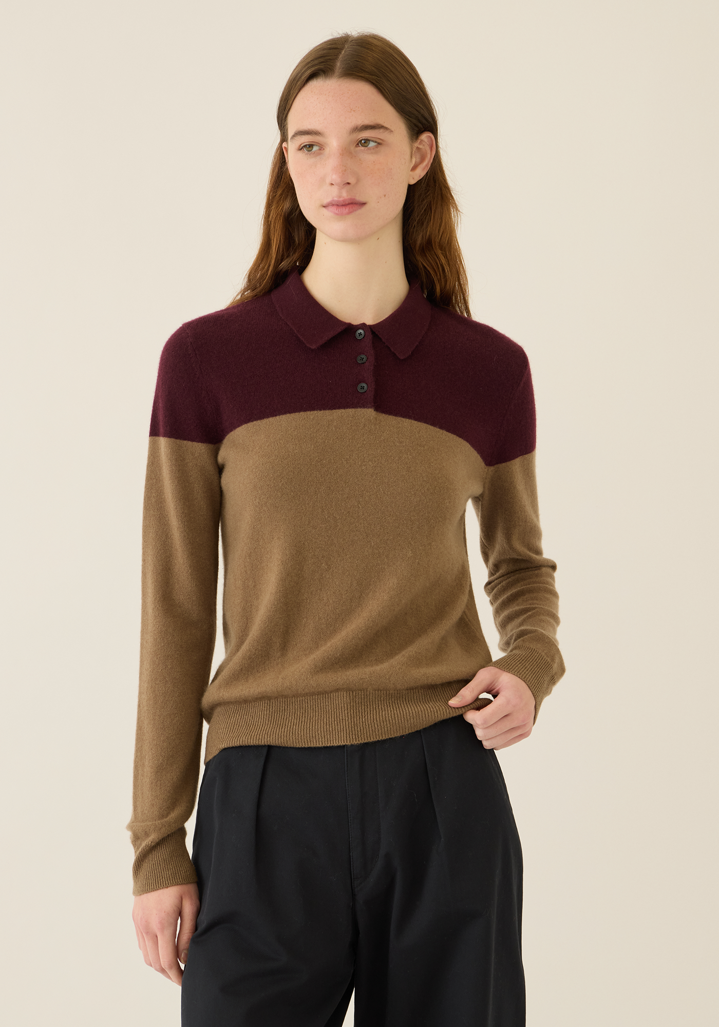 Renea Cashmere Polo Sweater