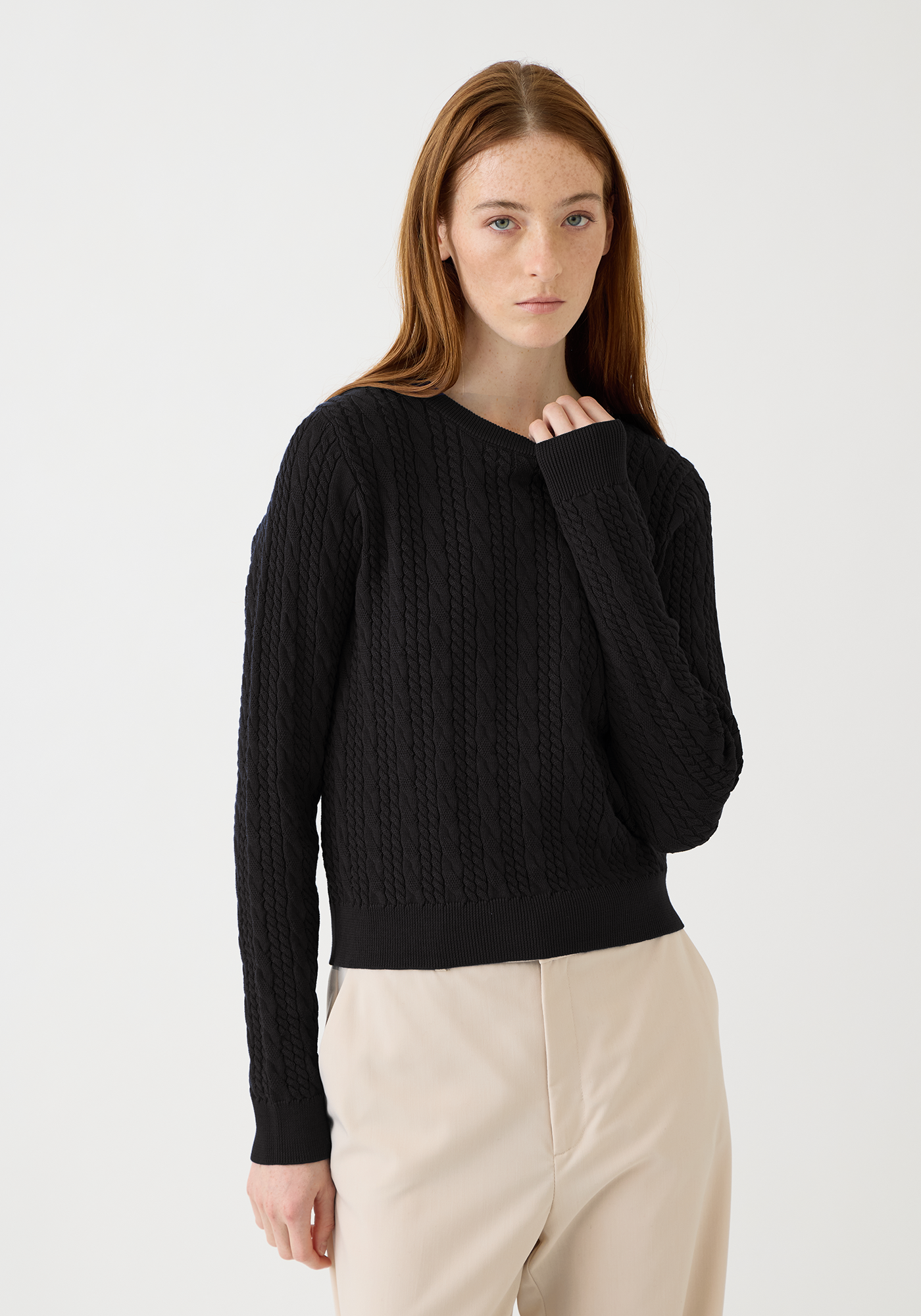 Rooney Cable Knit Cotton Sweater - Off White