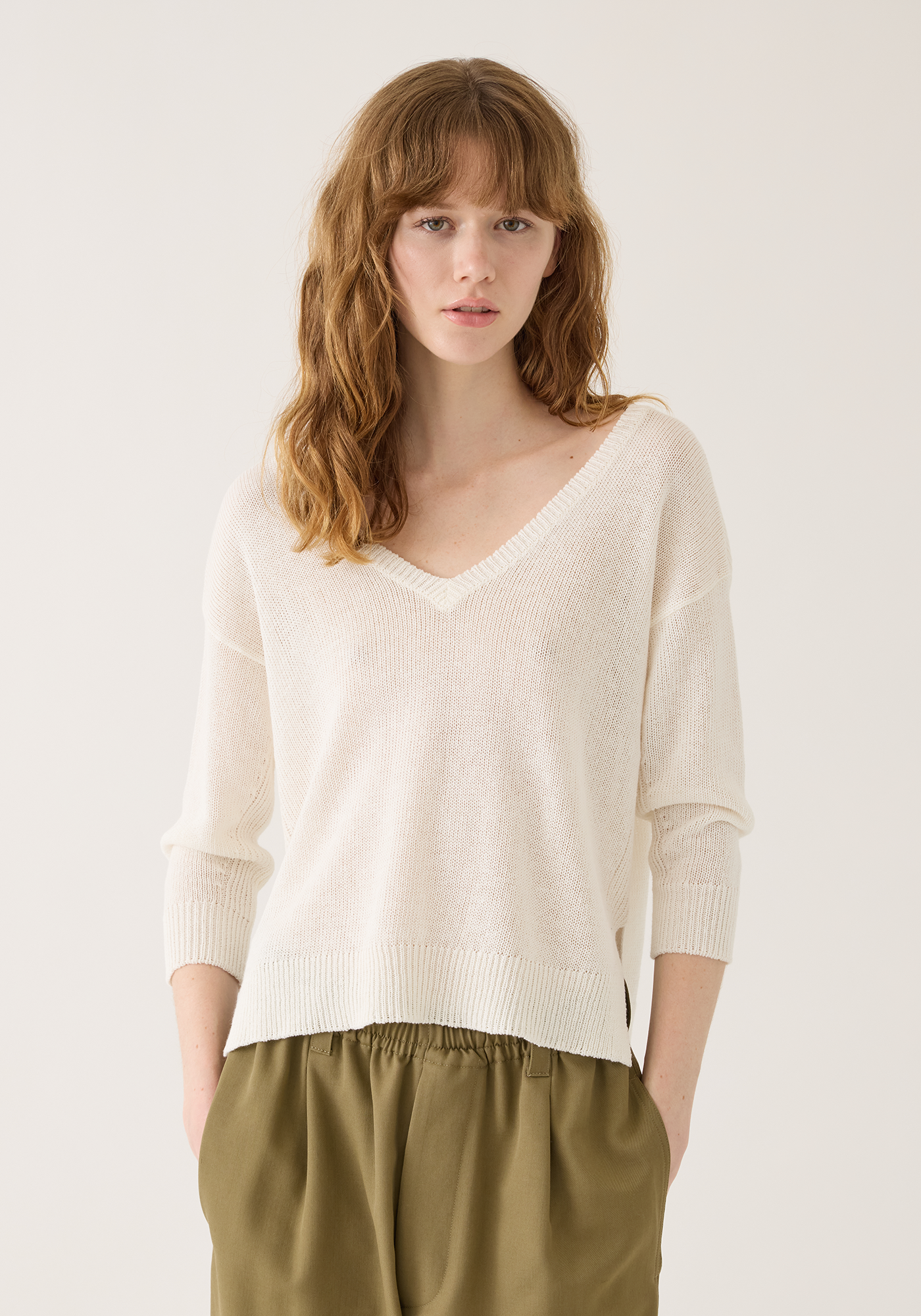 Sunny Cotton Linen Sweater - Off White