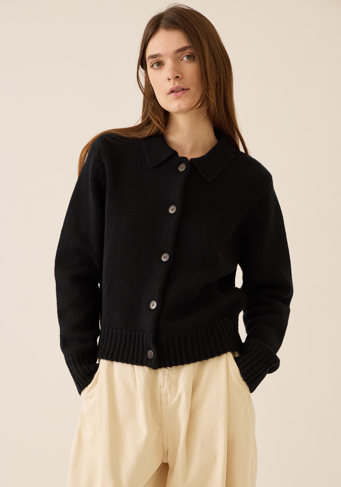 Treena Lambswool Polo Cardigan