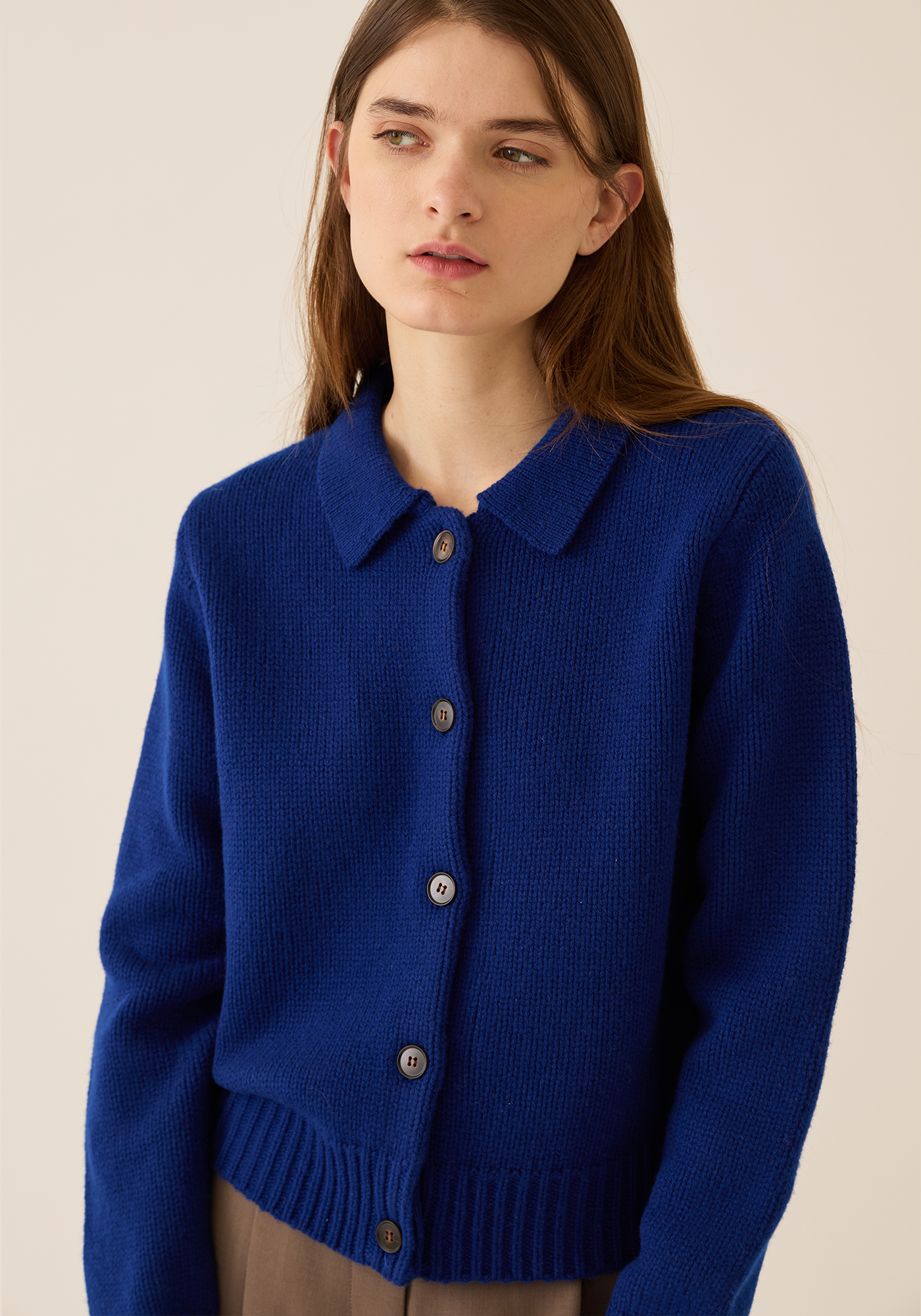 Treena Lambswool Polo Cardigan