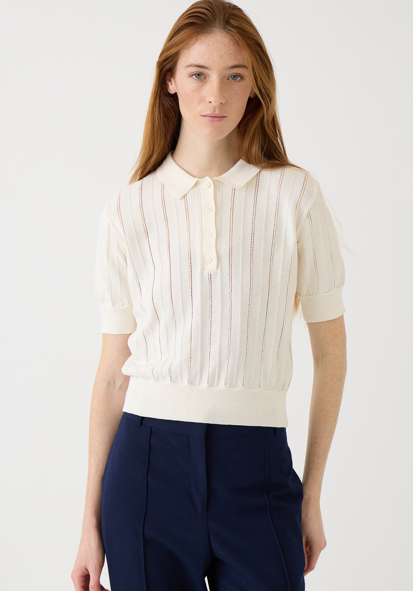 Vikki Pointelle Cotton Polo