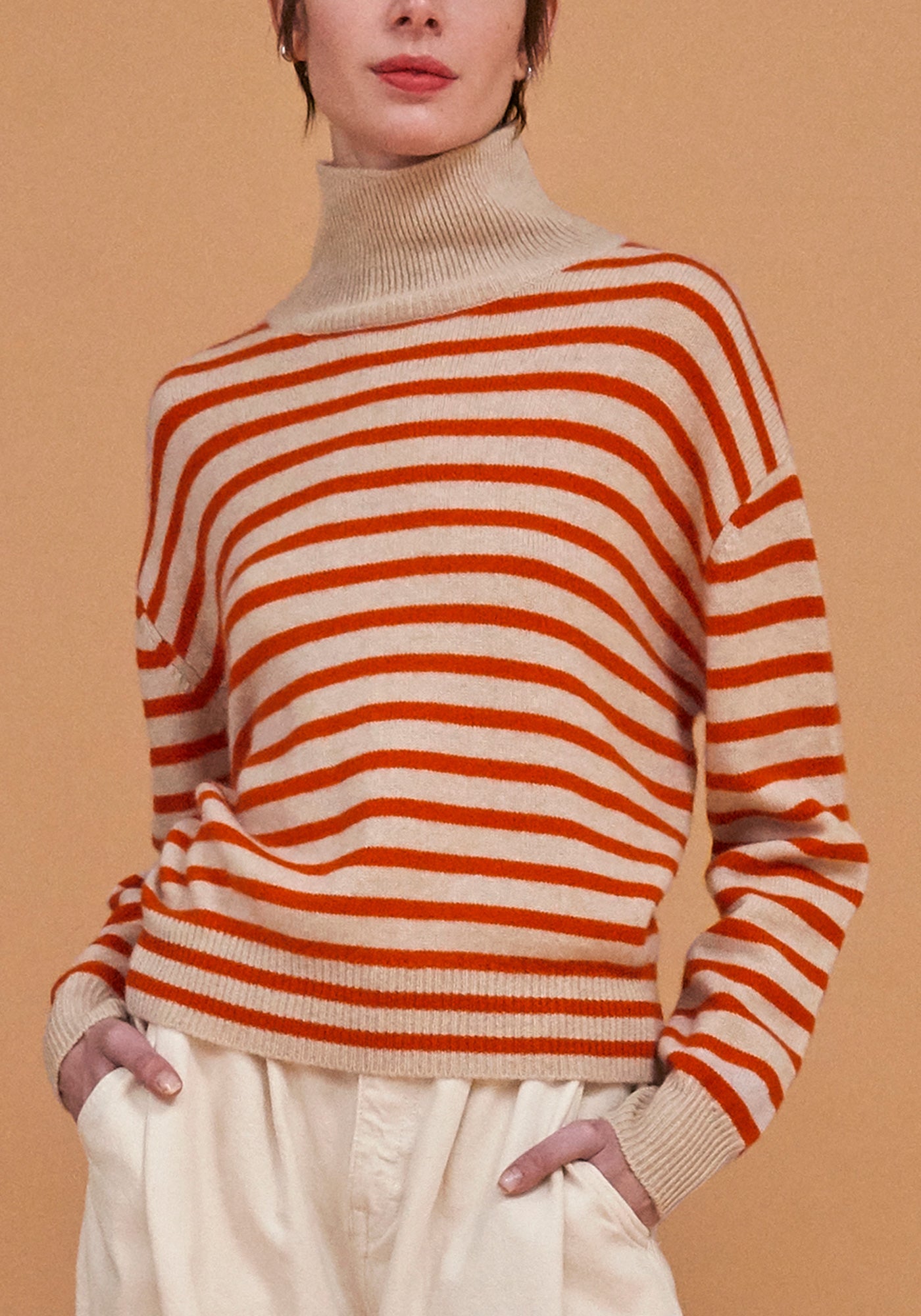 Orange striped cheap turtleneck