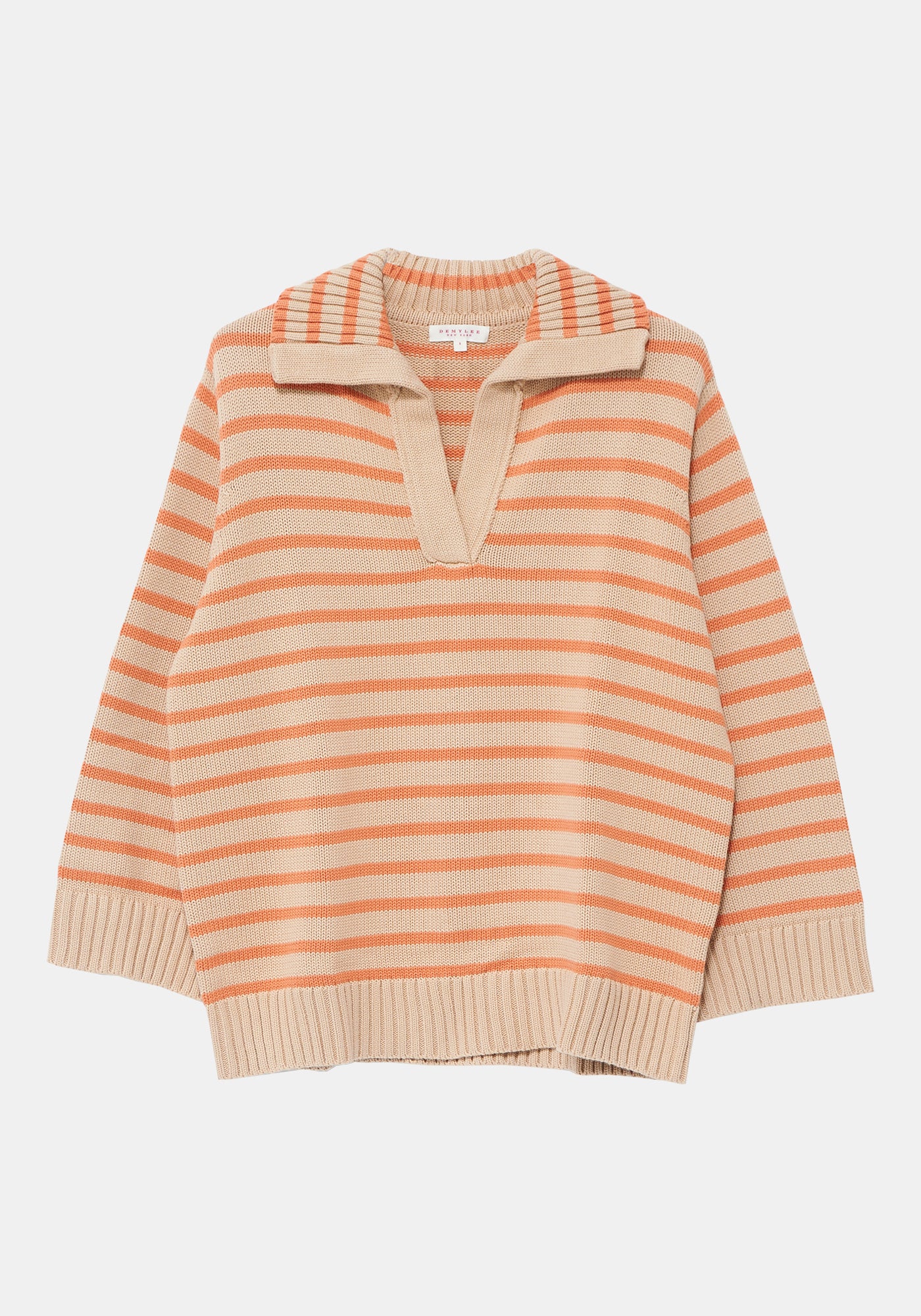 Leigh Stripe Sweater - Bone / Orange